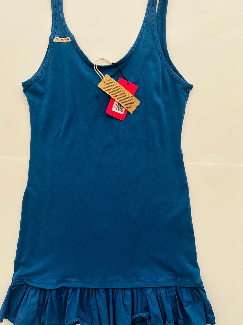 Diesel Blue Ruffle-Hem lounge dress, size small, new